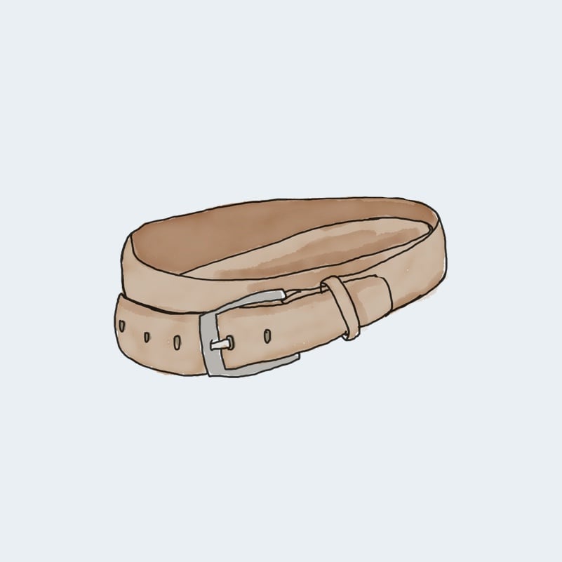 Illustrazione di una cintura in pelle marrone chiaro con fibbia