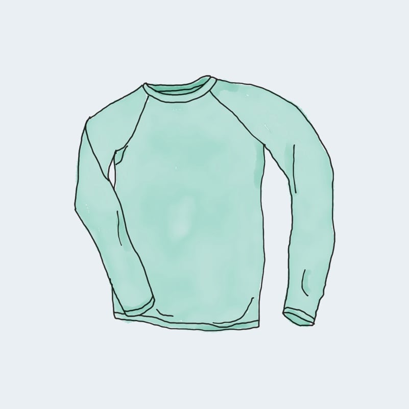 Mint green long-sleeved crew-neck jumper illustration
